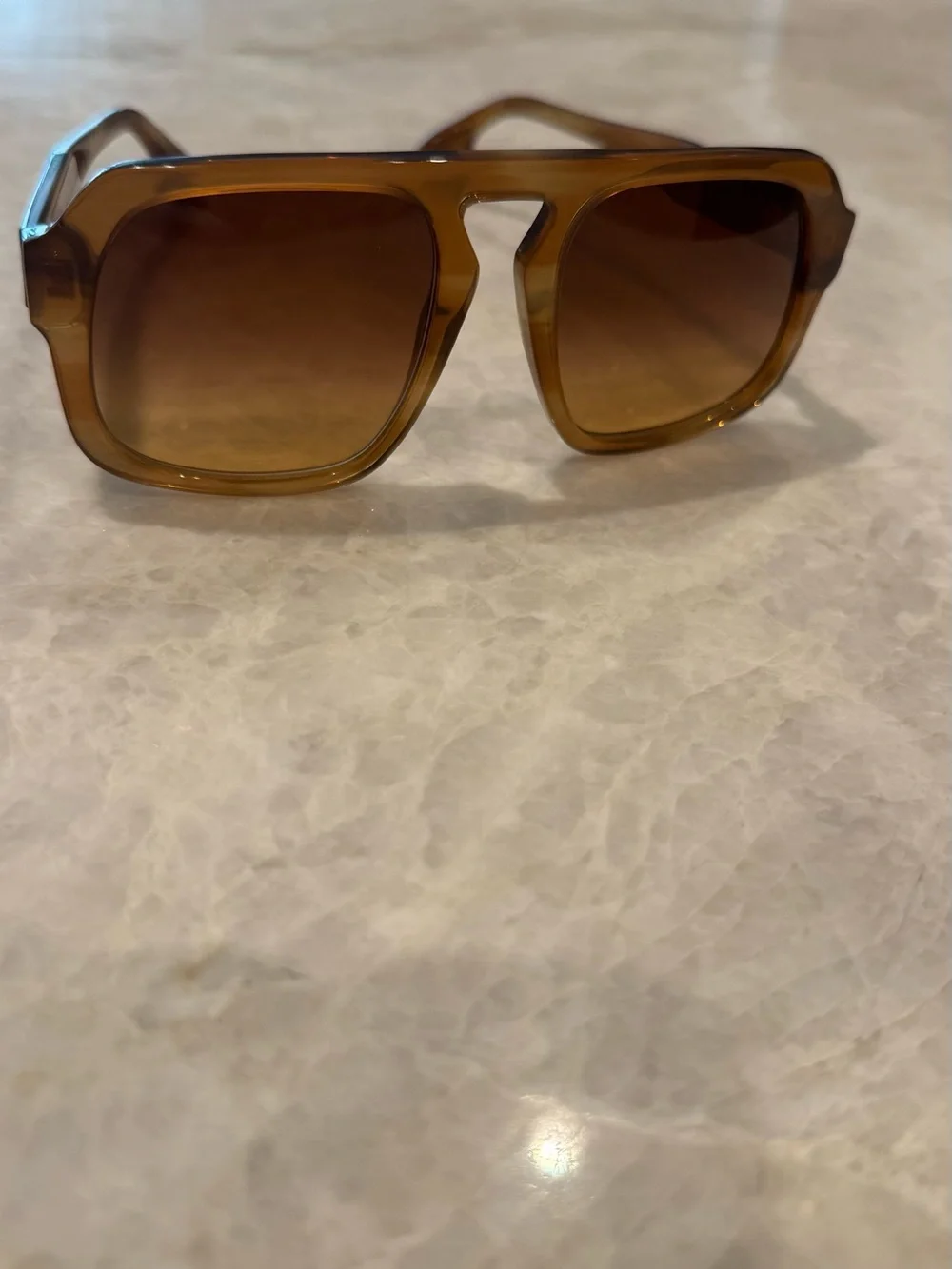 Victoria Beckham Amber Brown Rectangular Sunglasses